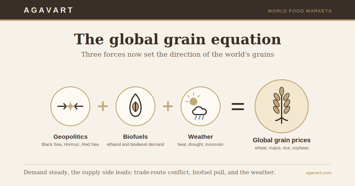 AMIS Market News Summary Week 29: geopolitics, biofuels and weather driving global grain prices